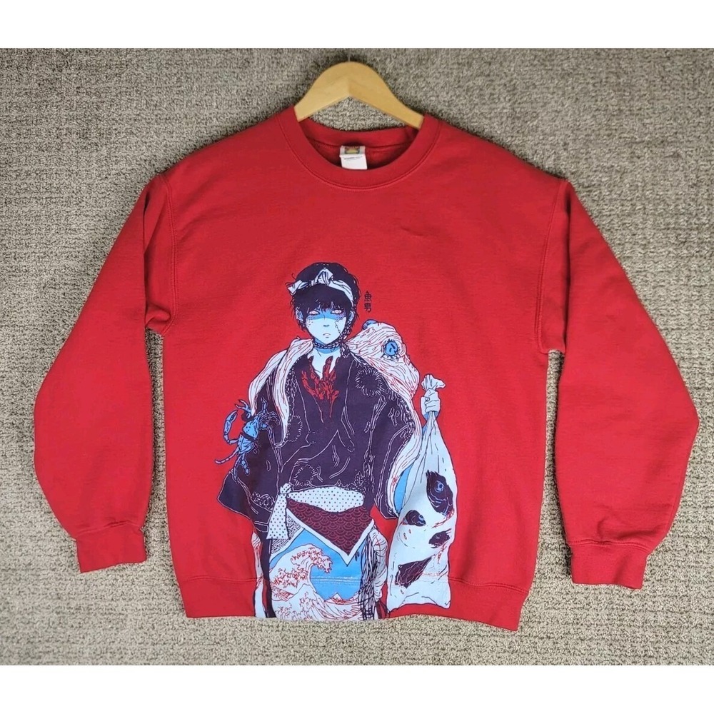 Omocat Anime Sweatshirt Adult Medium Fishboy Red Manga Rare Vtg‎ y2k Crewneck